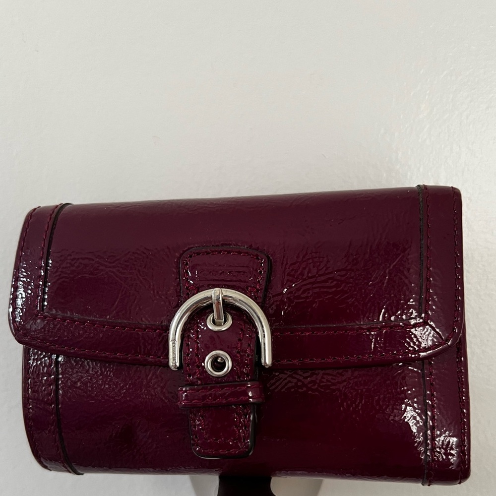 Eggplant Coach Leather Trifold Wallet
